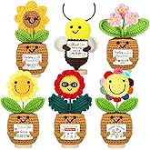 Wavwavw 6 Pcs Thank You for Helping Me Grow Teacher Appreciation Gift Teacher Thank You Gift Plant Crochet Doll with Card for Graduation Birthday from Students