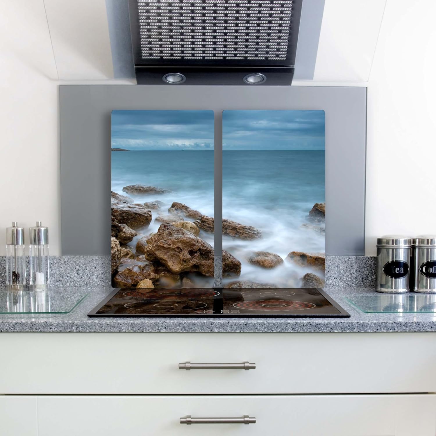 Herdabdeckplatten 2x30x52 cm Ceranfeldabdeckung 2Teilig Universal