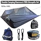 Largest Hammock with Mosquito Net 118"X79" Extra Strong Ripstop Nylon Camping Hammock Reversible, Compact, Lightweight & Portable with Bug Free Netting Great for Travel, Beach or Yard