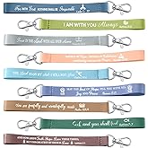 Cunno 45 PCS Christian Keychains Bulk Inspirational Bible Verse Key Chains Polyester Scripture Keyrings Religious Party Gift