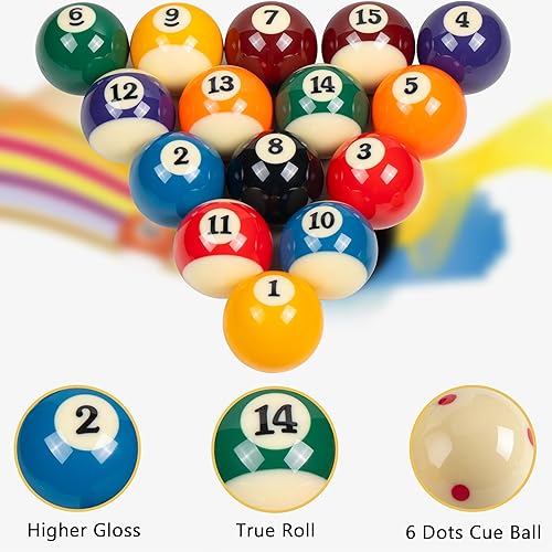 Marble-Swirl Billiard Balls Set - 16 Ball Professional Pool Table Set With Unique Design
