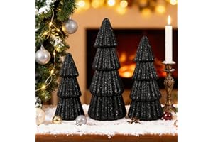Artmag Set of 3 Christmas Tree Decorations Indoor, Glittering Modern Christmas Tree Decor Tabletop Entryway Table Mantel Cent