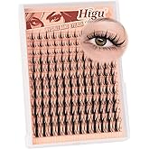Higu Clace Fairy Lash-Clusters,144 Pcs Manga-Lash-Clusters DIY Cluster Eyelash Extensions 10-18 mm, D Curl Lash Extension Cle
