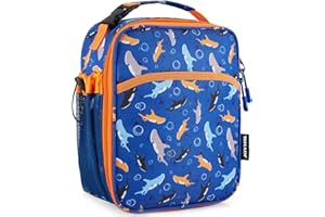 JOYHILL Kids Lunch Box, Insulated Lunch Bag for Teen Girl Boy, Lunch Boxes for Kids with Water Bottle Holder for School, Cute Lunchbox Kawaii Small Lunch Tote Toddler Shark