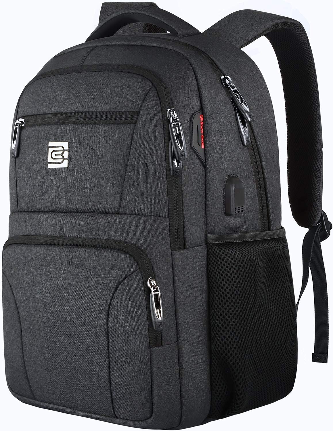 Laptop Backpack, Business Travel Slim Durable Anti Theft Laptops Backpack with USB Charging Port, Water Resistant College Backpack for Men Women Fits 15.6 Inch Laptop, Black
