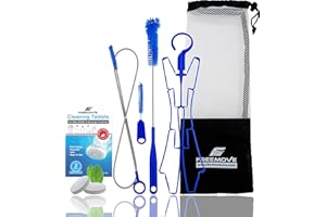 FREEMOVE Hydration Bladder Cleaning Kit 6in1 - Clean and Maintain 2L and 3L Water Bladders with Ease - Includes 3 Brushes, Drying Hanger, Carry Bag & 2 Cleaning Tablets For Any Camelback Water Pack Backpack