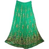 Radhykrishnafashions Women's Tie Dye Yoga Trend Sequined Crinkle Broomstick Gypsy Long Skirt