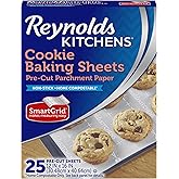 Reynolds Kitchens Cookie Baking Sheets, Pre-Cut Parchment Paper,25 Count (Pack of 4), 100 Total Sheets