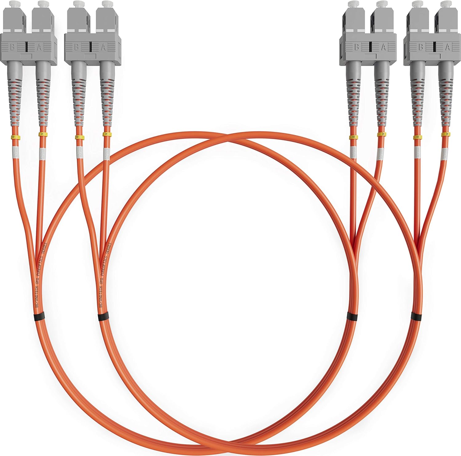 SC to SC Multimode Fibre Patch Cable Duplex - 3M - (LSZH) 62.5/125um OM1 (2 Pack) - Beyondtech PureOptics Lead Series