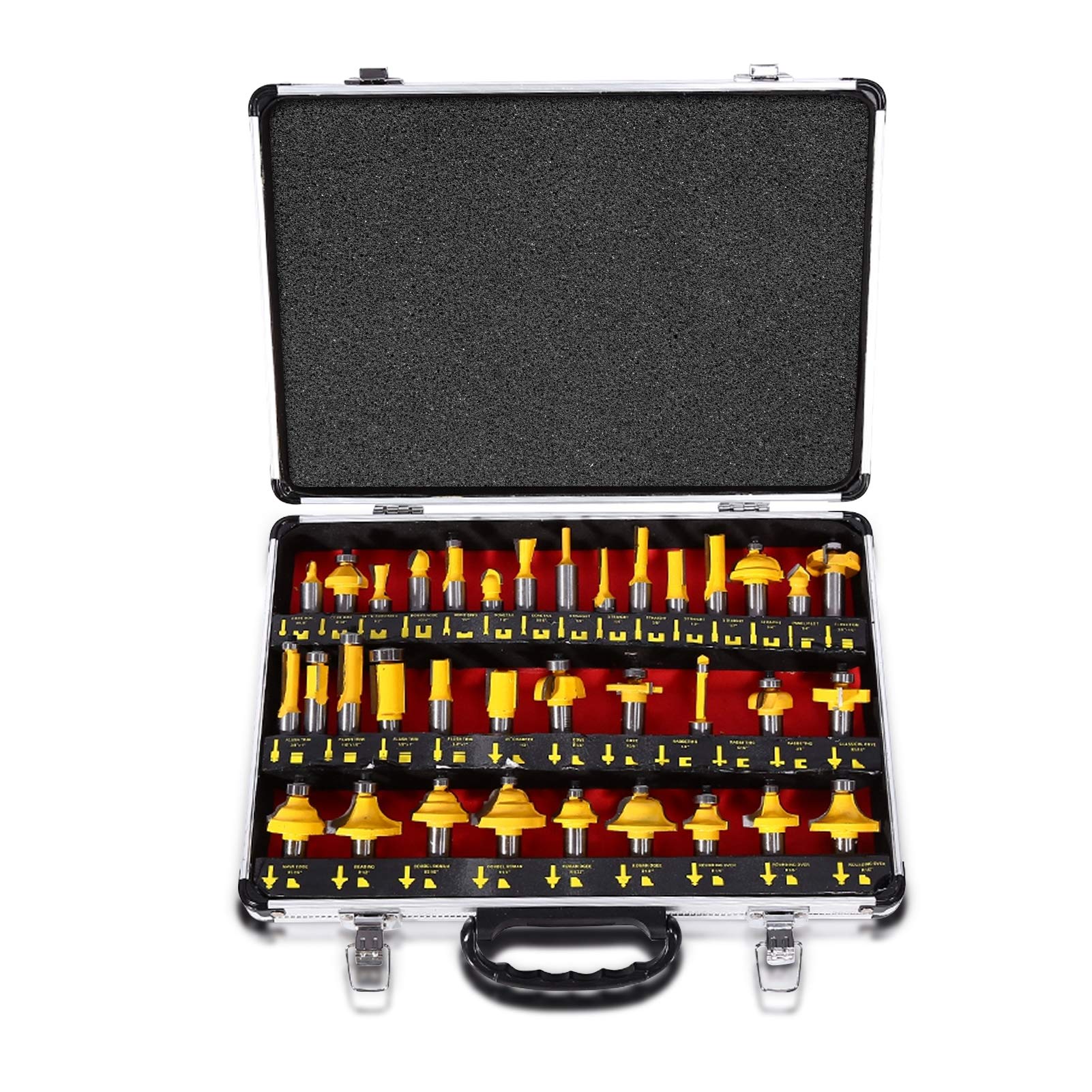 Professional Router Bit Set, 35-Piece, 12.7mm 1/2 Inch Shank, Tungsten Carbide Tipped, Woodworking Milling Cutter Tools with Storage Case