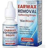 WaxBGone Earwax Removal Drops for Clogged Ears, Adults &amp; Infants, 0.5 fl oz | Gentle formula softens and dissolves earwax in blocked ears; non-irritating for adults, kids and infants, 15 ml