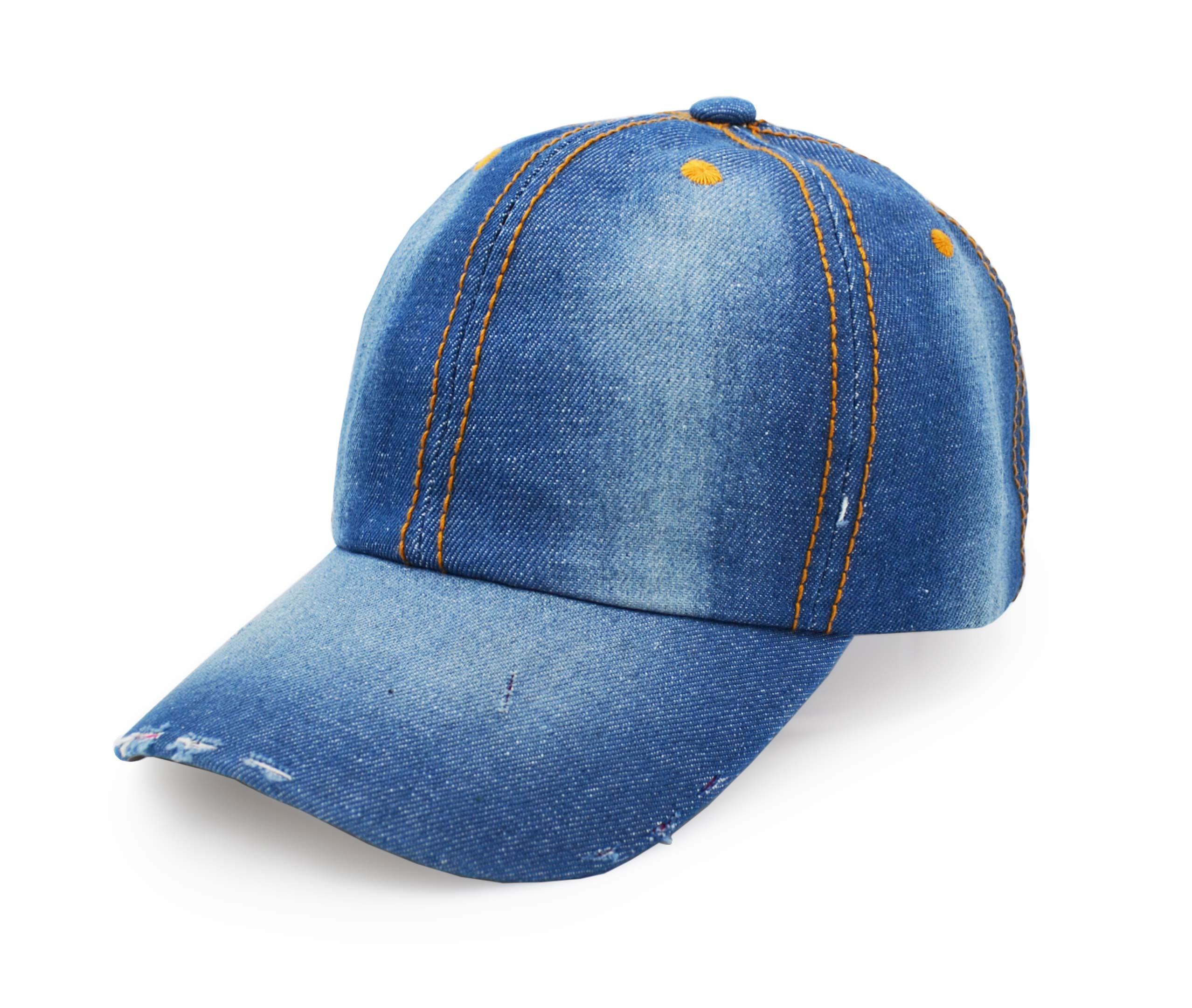 Denim Baseball Cap, Unisex Sport Hat Casual Women Men Sun Hat Outdoor Cowboy Cap Dilapidated