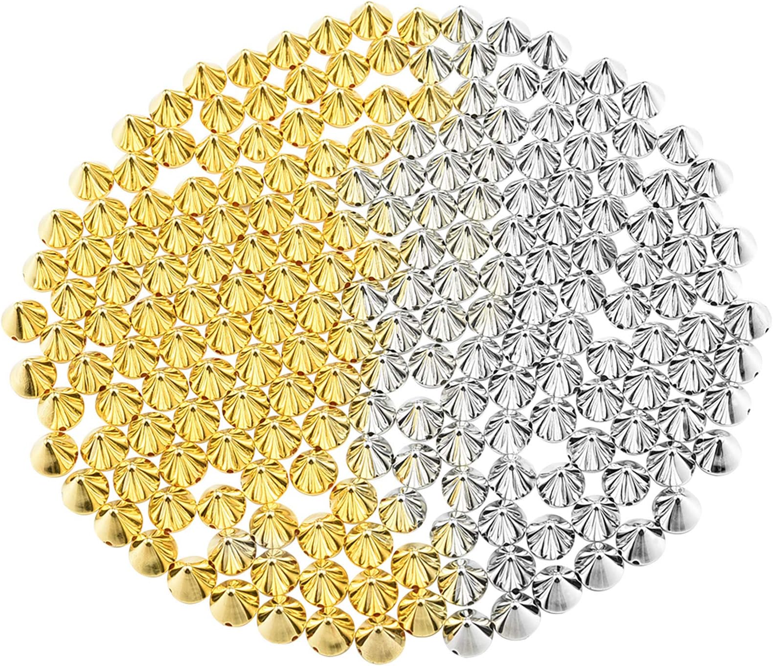 200 Pcs Cone Spikes Rivets Bullet Studs for Clothing Leather Craft Belt Bag - 10 x 8.5 mm