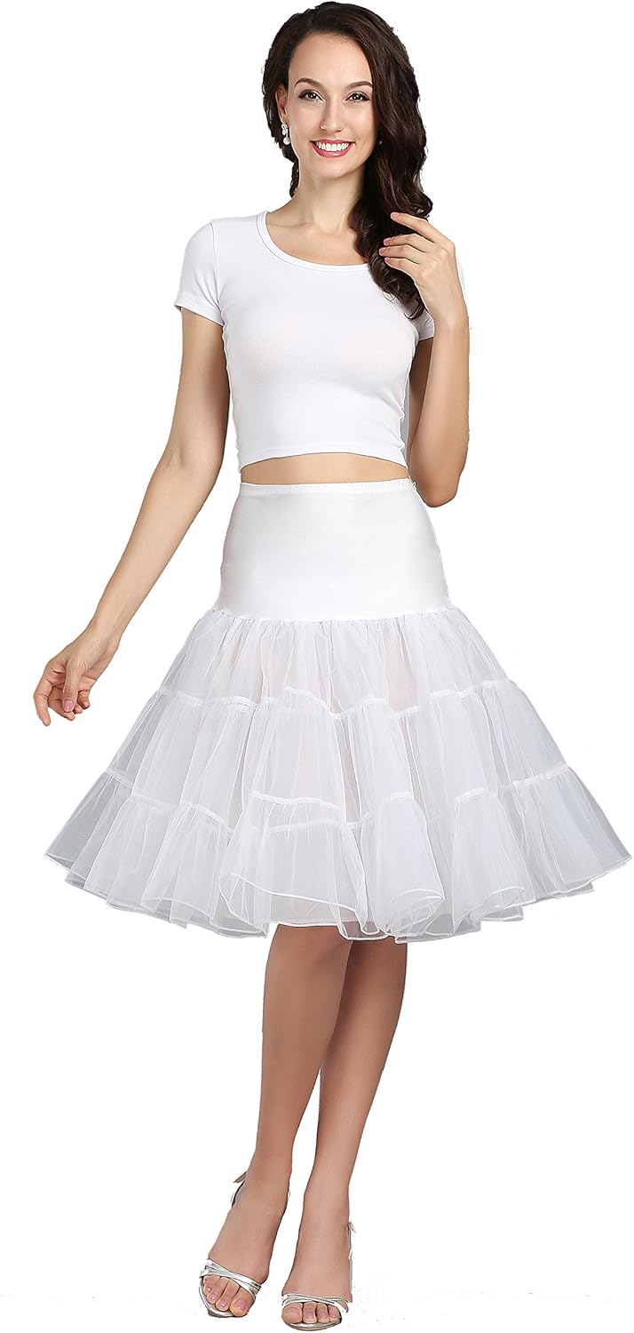 WOWBRIDAL Women's Vintage 50s Rockabilly Petticoat 25" Length Tutu Underskirt at  Women’s Clothing store