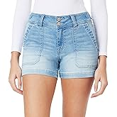WallFlower Womens Ultra 4" Relaxed Utility Denim Shorts Mid-Rise Insta Soft Juniors