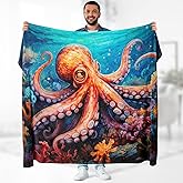 Aimego Octopus Blanket Gifts for Women Kids - Ocean Lover Themed Sea Underwater Throw for Boys Teen Adults Presents Birthday Christmas Easter Bedroom Travel Camping Decor Lightweight Blanket 50"x60"