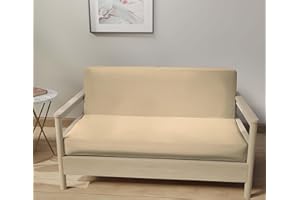 LANE LINEN Futon Covers Full Size, 100% Cotton Slipcovers, Full Size Mattress Cover for Futon Sofa Bed, Foldable Armless Sofa Cover, Zippered Couch Cover - Pearl Ivory