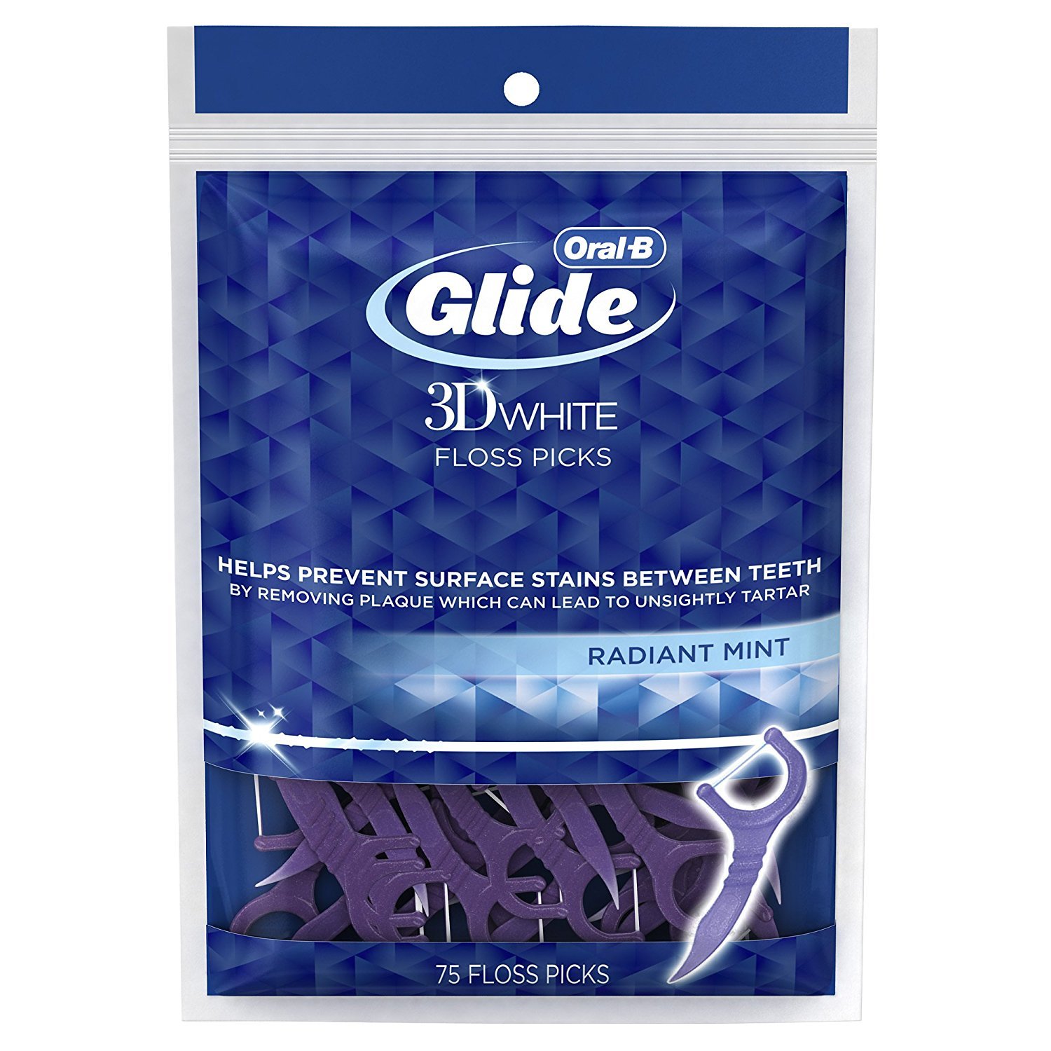 Oral-B Glide 3d White Floss Picks Radiant Mint, 75 Count (pack of 4) : Beauty