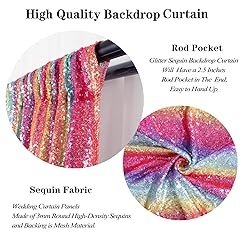 DUOBAO Sequin Backdrop Rainbow 7FTx7FT Wedding