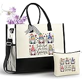 InnoBeta Gnome Gifts for Women, Gnome Tote Bag with Top Zipper Closure and Shoulder Strap