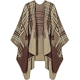 Women's Shawl Wrap Ponchos Warm Cape Cardigan Open Front Shawls for Spring Fall Winter