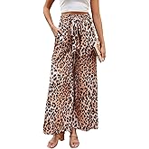 ZAFUL Women's Casual Wide Leg Elastic Band Tied Pants High Waisted Printed Palazzo Pants 2025