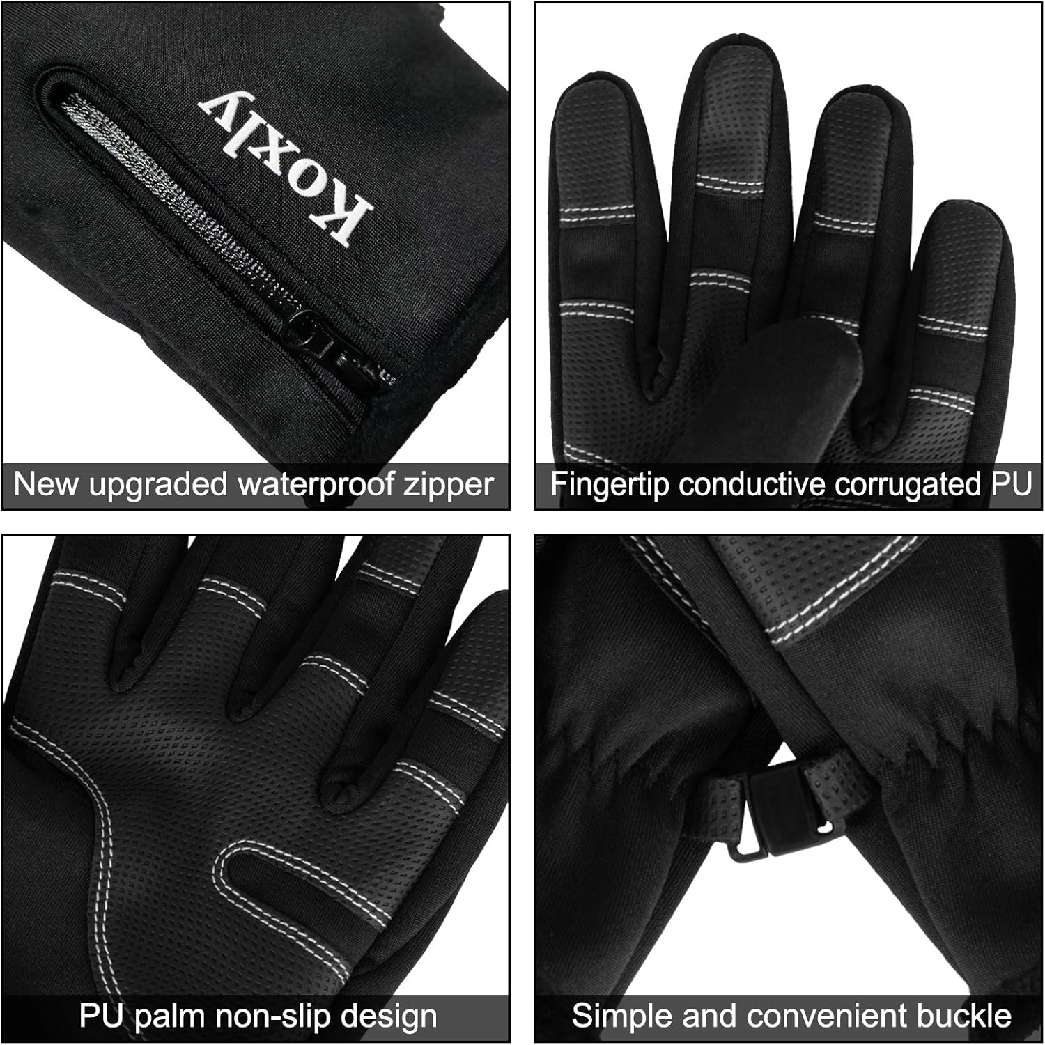Koxly Winter Gloves Touch Screen Fingers Warm Gloves Insulated Anti-Slip Windproof Waterproof Cycling Riding Running Work for Men Women Mens Womens : Clothing