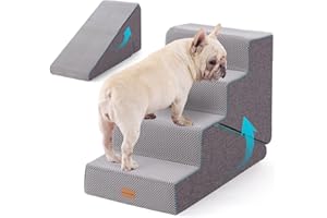 Gardner Pet Adjustable Dog Steps for Sofa 38-47cm H, 4-Step Extra Wide Dog Ramp for Sofa, Waterproof Pet Steps for Small Dogs