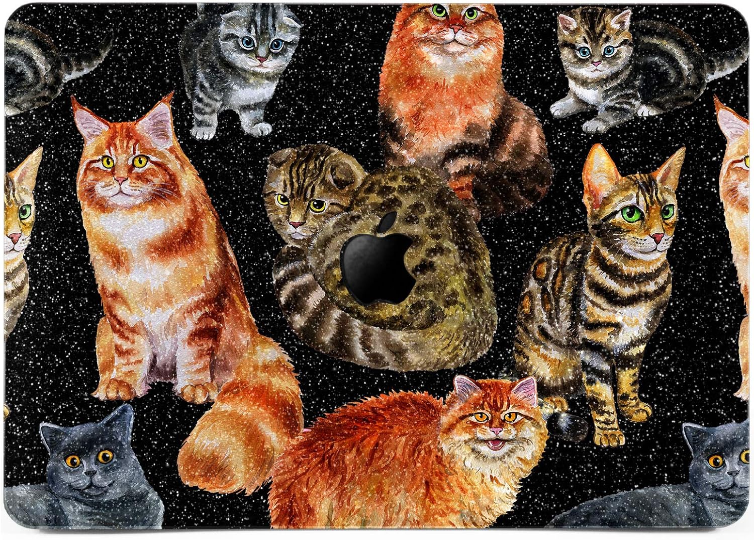 Lex Altern Glitter Case for Apple MacBook Air 13 inch Pro Mac 15 Retina 12 11 2020 2019 2018 2017 Persian Cat Black Rough Matte Watercolor Sparkly Cover Hard Shell Crystal Animal Protective Girl Gift