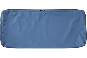 Classic Accessories Ravenna Water-Resistant 48 x 18 x 3 Inch Outdoor Bench/Settee Cushion Slip Cover, Patio Furniture Swing Cushion Cover, Empire Blue, Patio Furniture Cushion Covers
