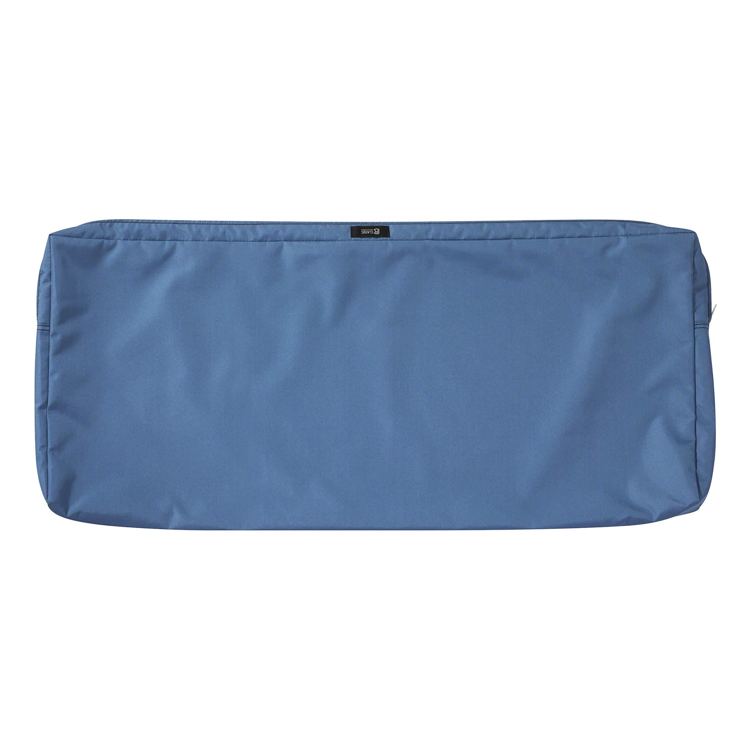 Photo 1 of Classic Accessories Ravenna Water-Resistant 48 x 18 x 3 Inch Outdoor Bench/Settee Cushion Slip Cover, Patio Furniture Swing Cushion Cover, Empire Blue, Patio Furniture Cushion Covers