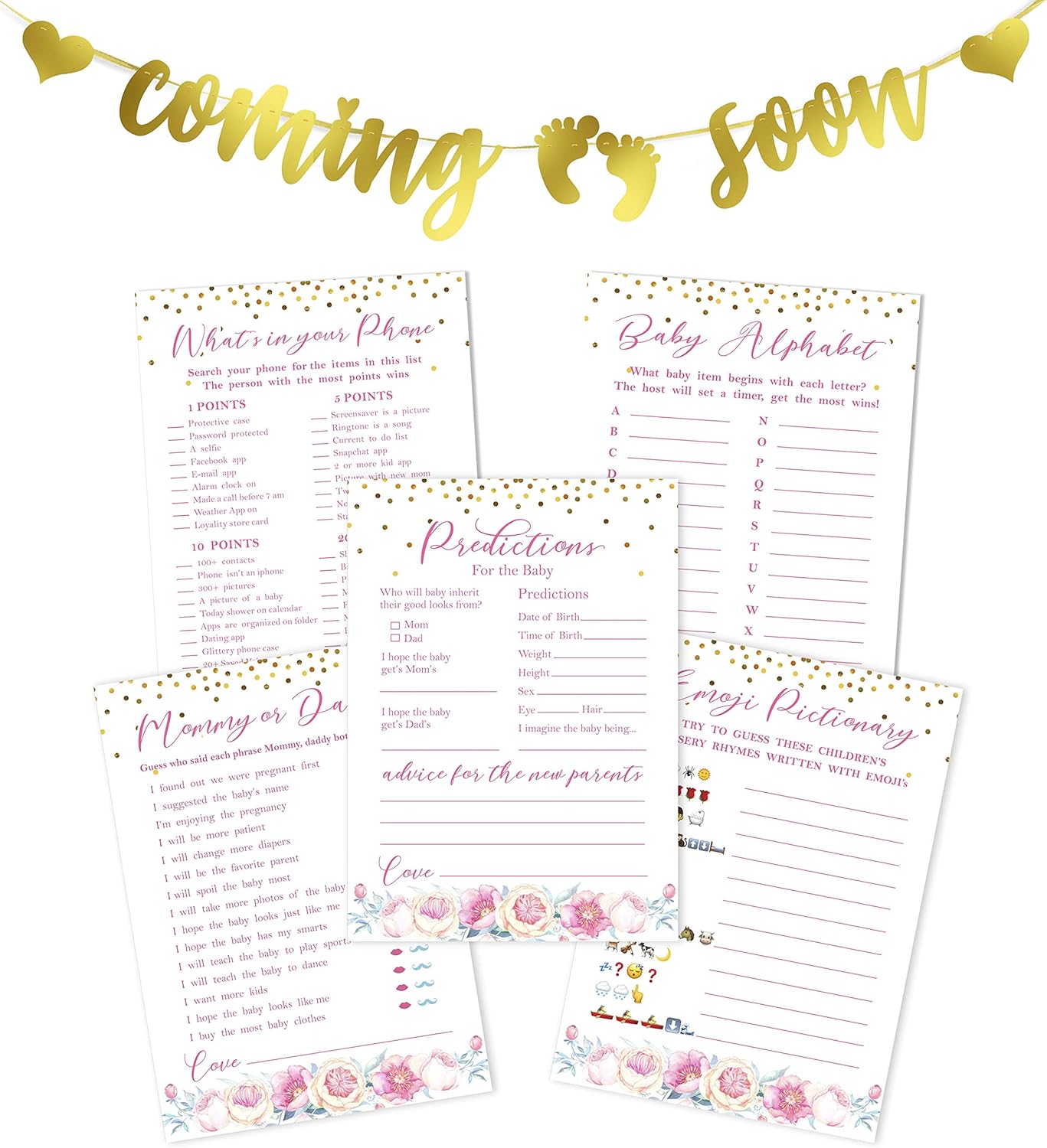Inkdotpot Confetti Gender Reveal Baby Shower Games Bundle con