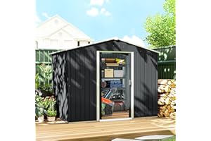Outsunny 8' x 6' Outdoor Storage Shed, Metal Garden Tool Storage House with Lockable Sliding Doors and Vents for Backyard Pat