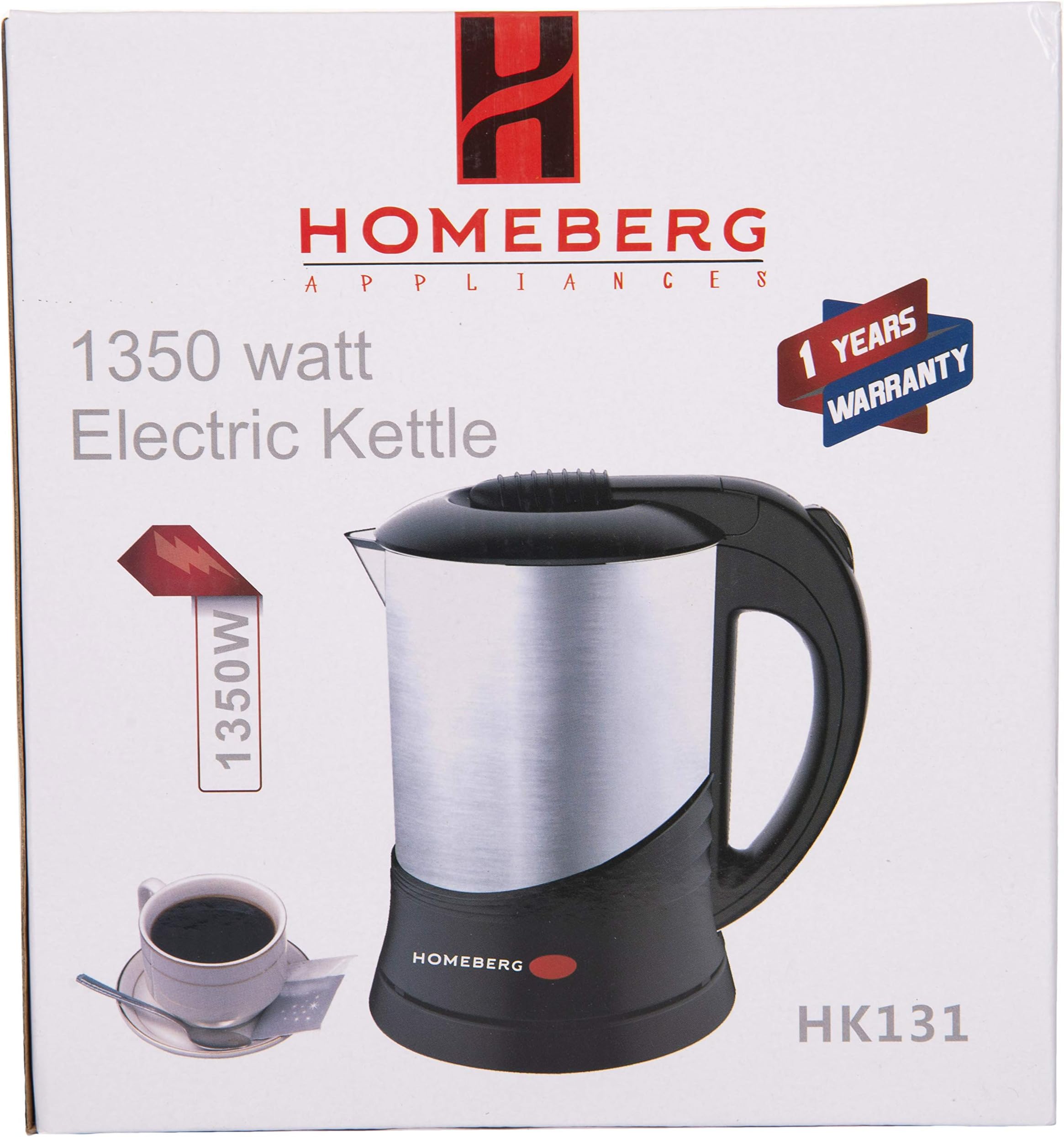 NT Homeberg 1.2 Litre Stainless Steel Electric Kettle