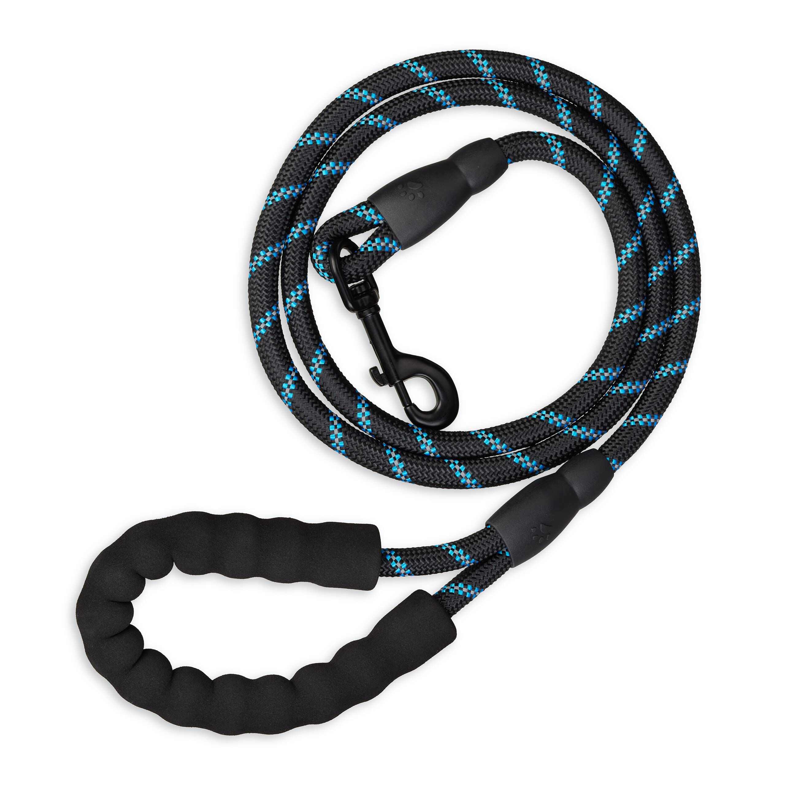 Relaxdays Lead Reflective, 150 cm, Padded Loop, Leash for Small & Large Dogs, up to 50 kg, Nylon, Black, 165x2.5x5 cm