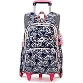 Mfikaryi Girls Rolling Backpack Elementary Student Outdoor Travel Trolley Bag Bookbag with Wheels