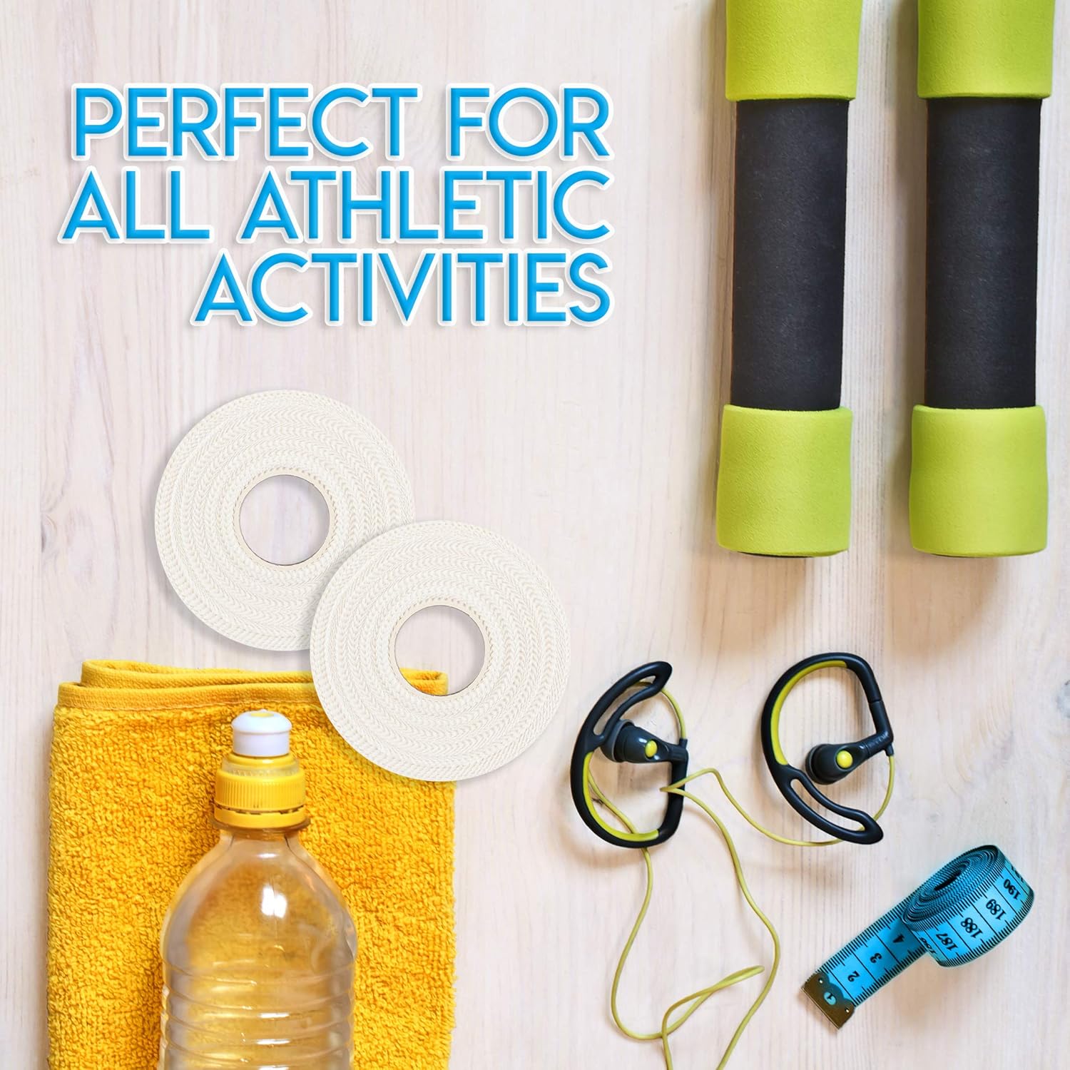 Athletic Sports Tape (White) 45ft | Strong Easy Tear |Perfect for Bats/Lacrosse/Hockey Sticks/Climbers and Boxing (3 Pack): Health & Personal Care