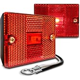 TRUE MODS 2pc 2x3 3x2 Red Rectangle LED Trailer Side Marker Light for Truck | DOT FMVSS 108, SAE AP2, Stud Mount, IP67 Waterproof, Integrated Reflector, Clearance Side Marker Lights, For Boat Trailer RV