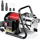 Water Transfer Garden Pump, 1.6 HP 1000GPH Portable Electric Shallow Well Jet Pump, Stainless Steel Sprinkler Pressure Booste