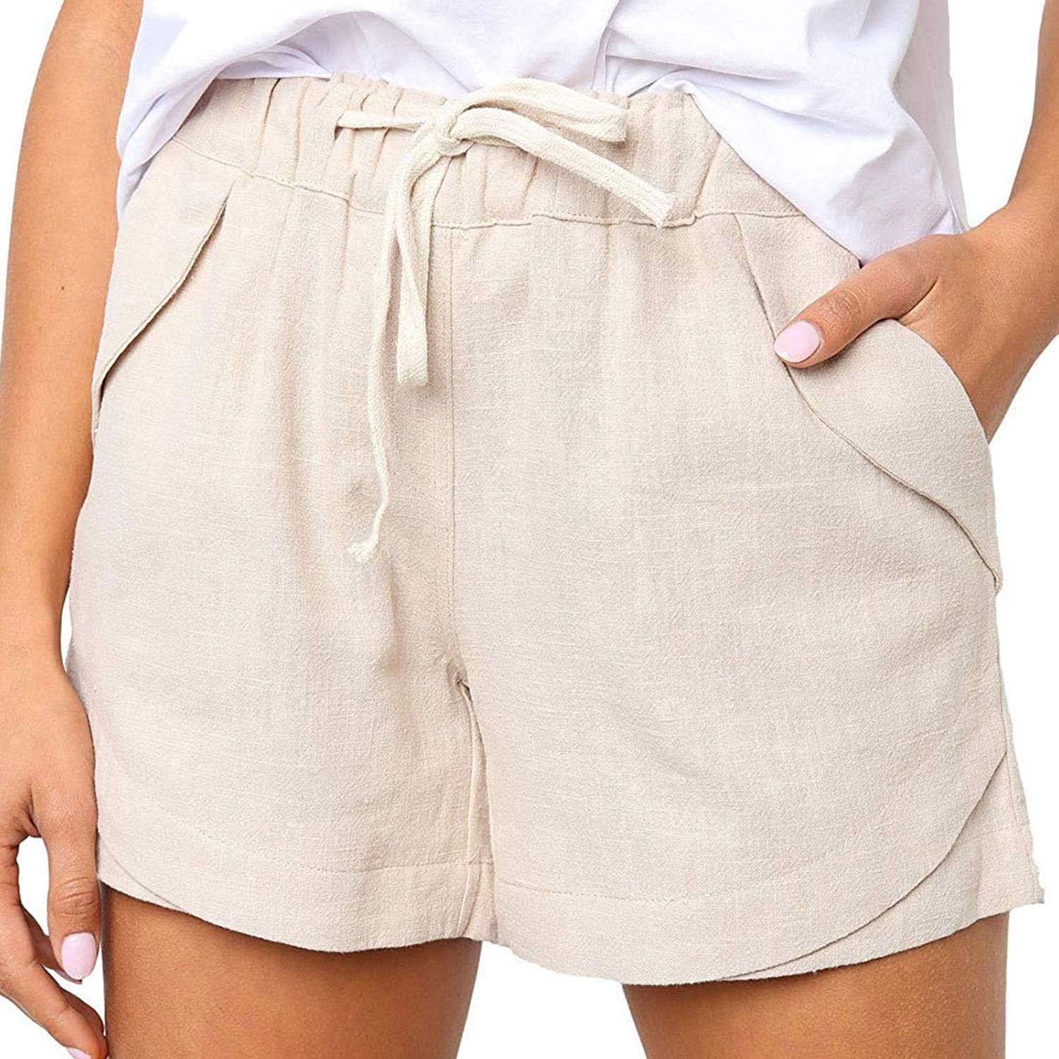 women's elastic waist shorts with pockets
