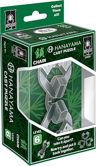 Bepuzzled University Games Hanayama Cast Metal Brainteaser Puzzle Chain Puzzle (Level 6)