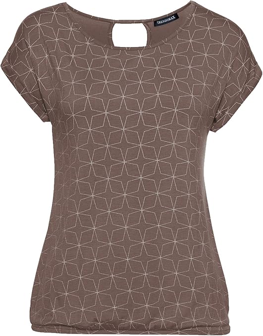 TrendiMax Damen T-Shirt Gerippt - Slim Fit Basic Mit Asymmetrischem Ausschnitt