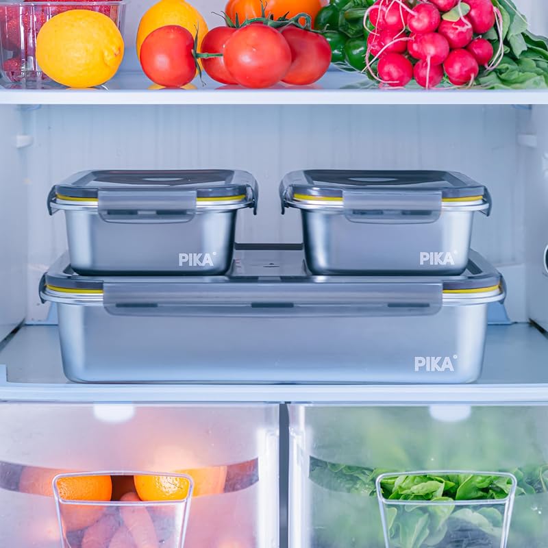 - Set di contenitori alimentari in acciaio inox - ermetico, compatibile con microonde, forno, congelatore - Batch Cooking (Set per Batch Cooking) — foto 7 di 8