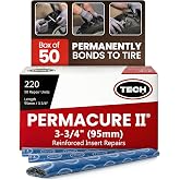 TECH Tire Permacure II Insert Plugs 3-3/4 in, Tubeless Plug Kits, Box of 50 | Flexible Rubber Inserts Measure 3-3/4 In For Compatible Repair Applications