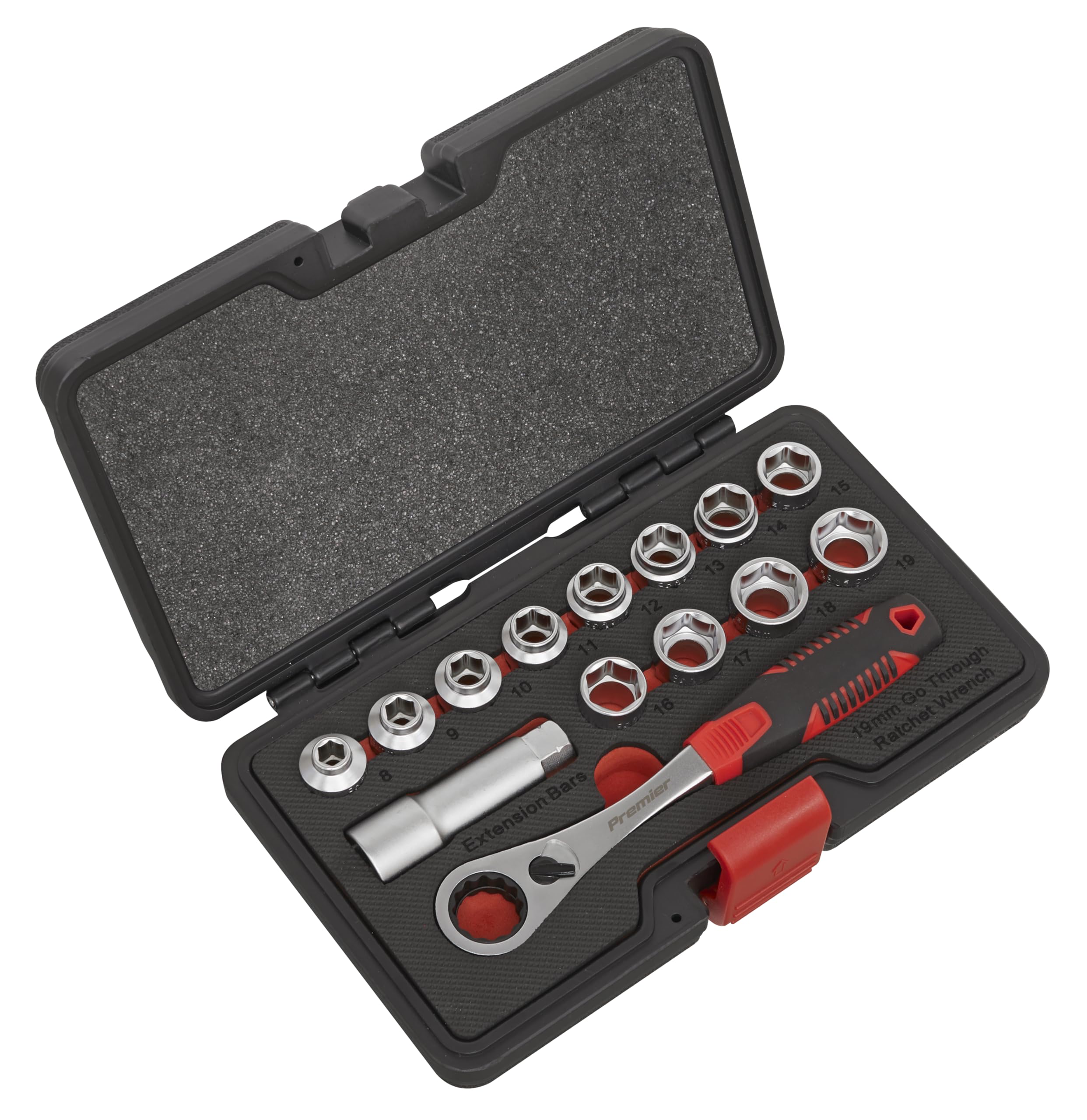 Sealey Ak6926 Socket Set 14Pc Go-Through Low Profile Walldrive Metric