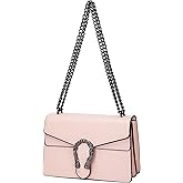 Leather Shoulder Bag Chain Purse for Women - Fashion Crossbody Bags Vintage Snake Print Underarm Bag Square Satchel Handbag