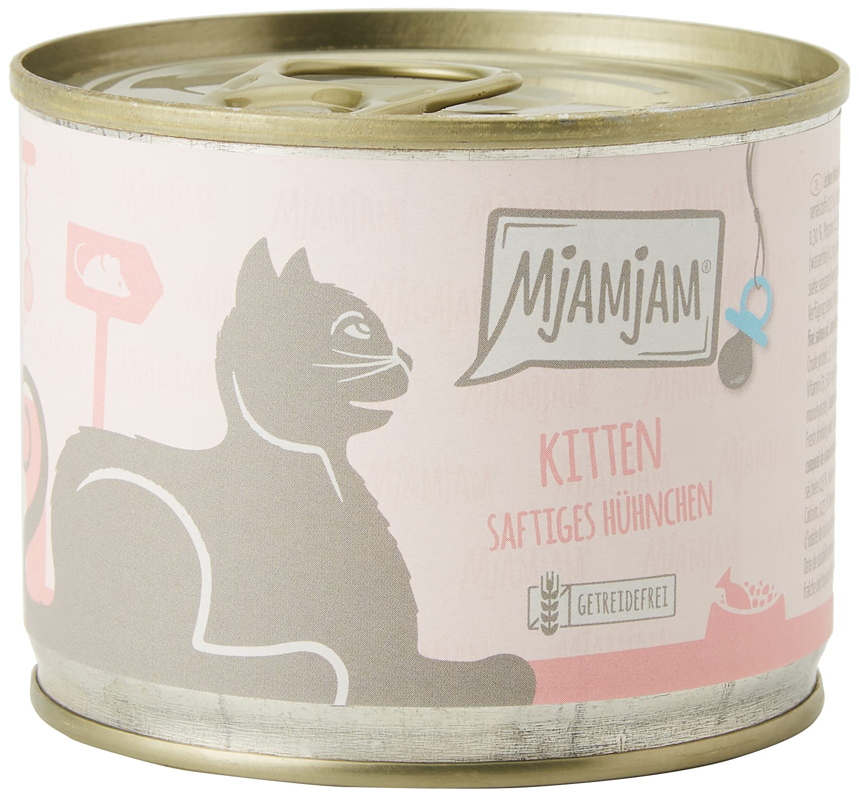 MjAMjAM - premium wet food for cats - kitten juicy chicken with salmon oil, pack of 6 (6 x 200 g), grain-free with extra meat โ image 1