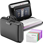 ENGPOW Fireproof Document Organizer Box with Lock &amp; 24 Pack Binder Pockets | Heat-Resistant,Hard Case 3 Ring Binder,1.5 Inch D Ring,Portable Handles,for Home Office School,Holds 450 Sheets,Letter Size