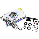 XOUX Titan 175/ 180mm BMX Crankset Kit w/ 19mm Cr-Mo Spindle &amp; Sealed Euro Bearings for Retro BMX, Custom Cruiser, Gloss Black/Chrome Plated Complete Crank Kit