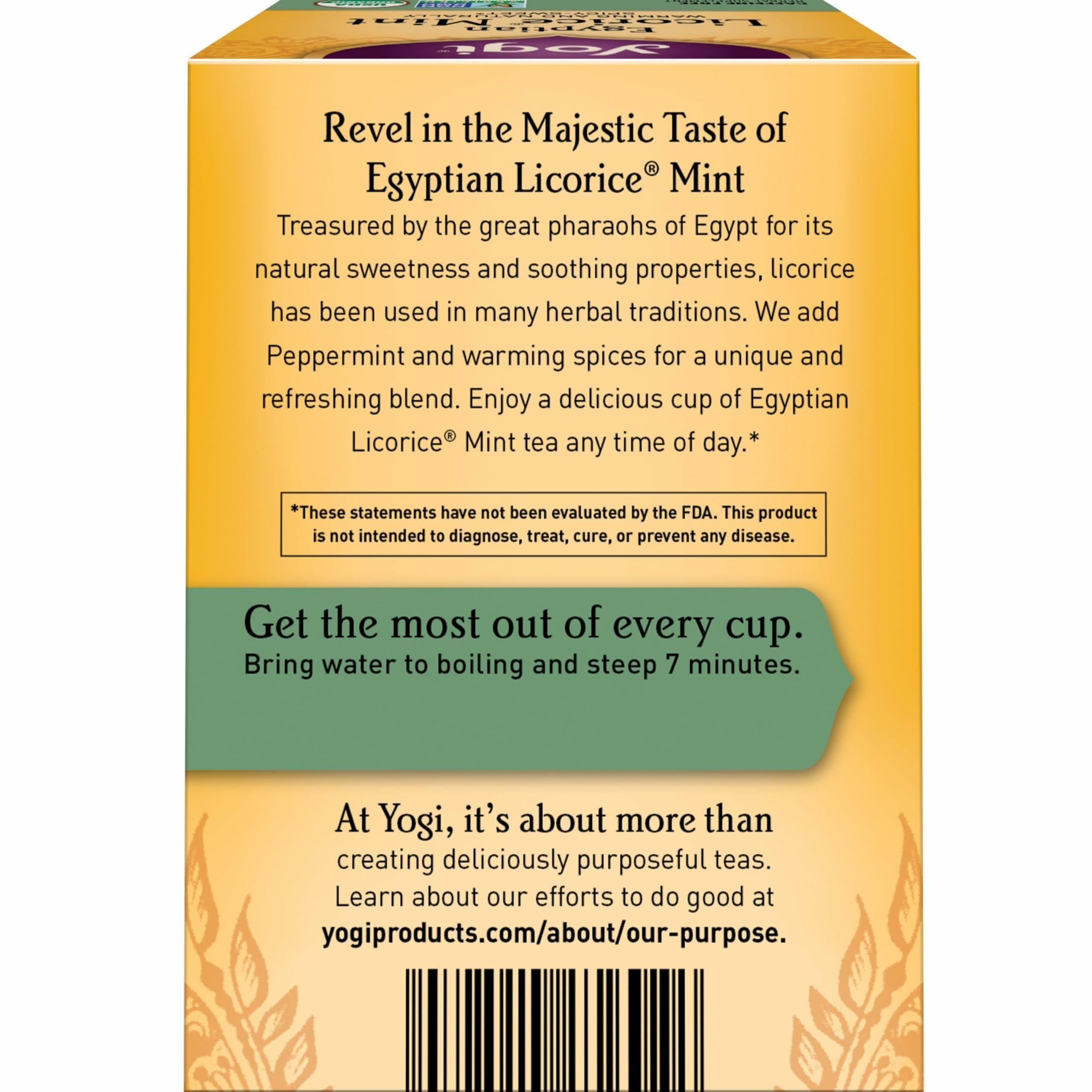 Yogi Tea Egyptian Licorice Mint Tea - 16 Tea Bags per Pack (6 Packs) - Caffeine-Free Organic Tea - Includes Peppermint Leaf, Licorice Root, Cinnamon Bark, Cardamom Pod, Ginger Root & More